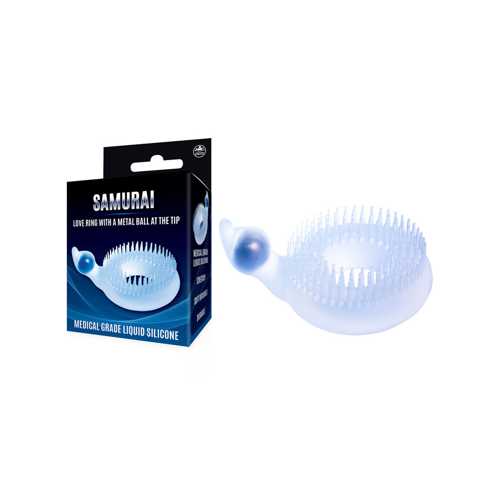 Samurai - Clear Cock Ring with Metal Ball at Tip Excellent Power